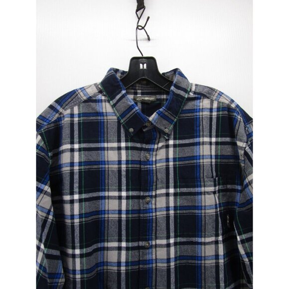 Eddie Bauer Shirt XL White Flannel Classic Fit Plaid Button Up Preppy - Picture 2 of 11